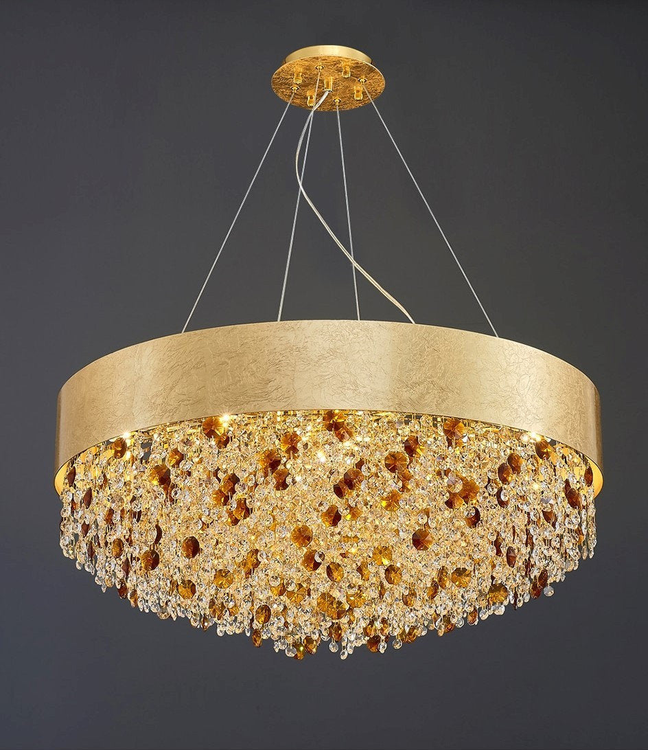 Zeme | Creative Luxury Round Gold Colored Crystal Chandelier, Dia39.4"By Miron Demid LLC