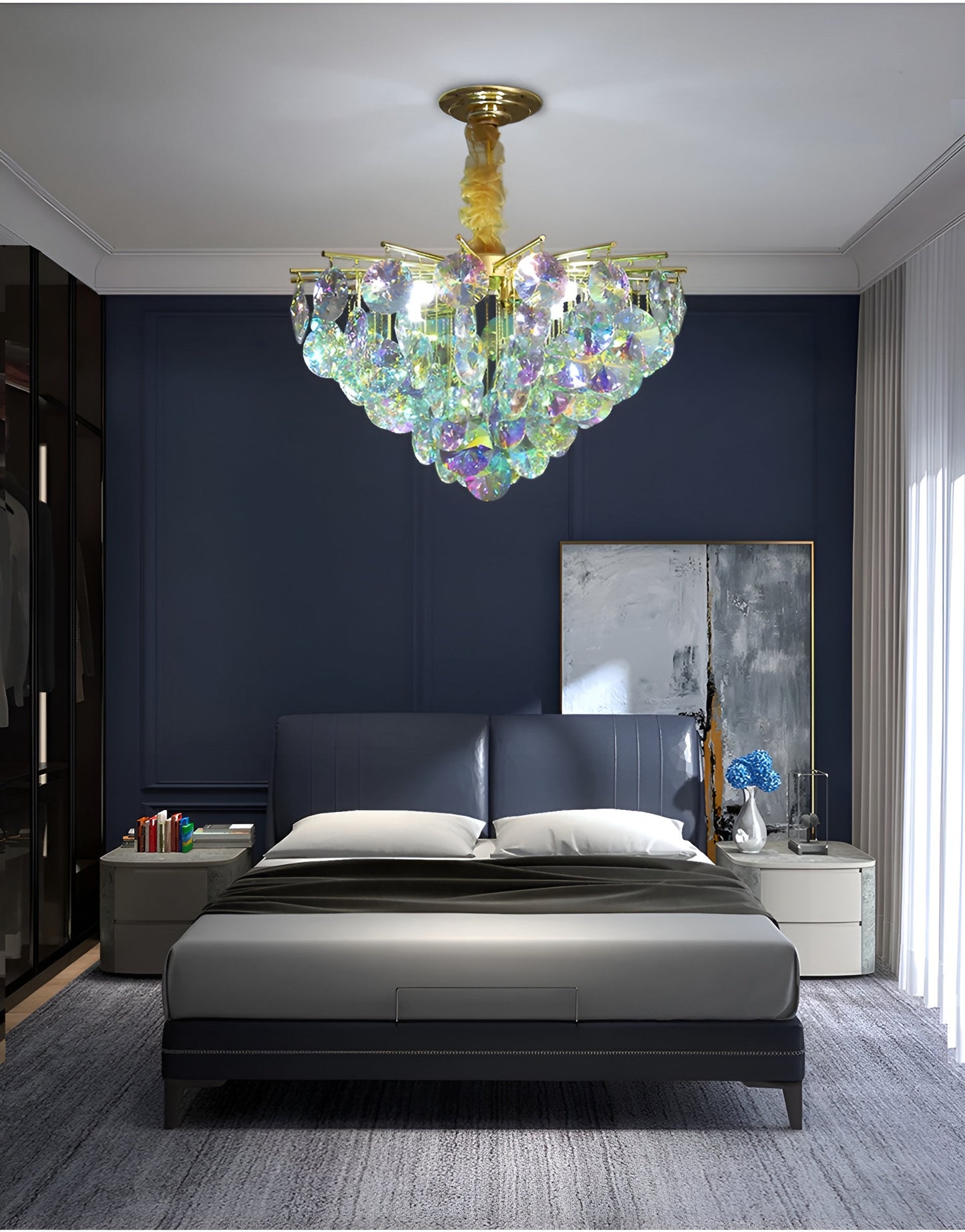 Bonifacio | Colorful Iridescent Crystal Chandelier, 31.5''By Miron Demid LLC