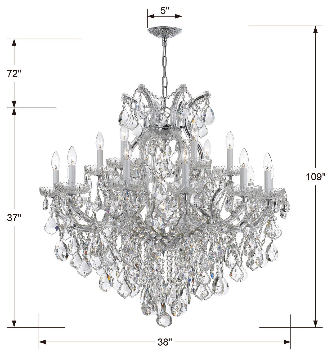 Crystorama Lighting Group 4418-CL-I Maria Theresa 19 Light 38"W - PolishedBy Crystorama Lighting