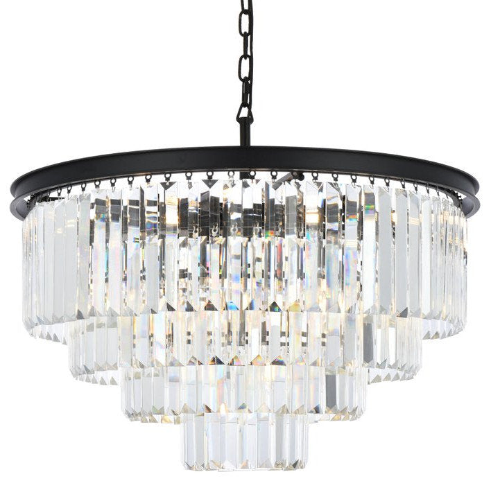 Elegant 1231D32MB/RC Sydney 17-Light Matte Black Chandelier ClearBy Elegant Furniture & Lighting