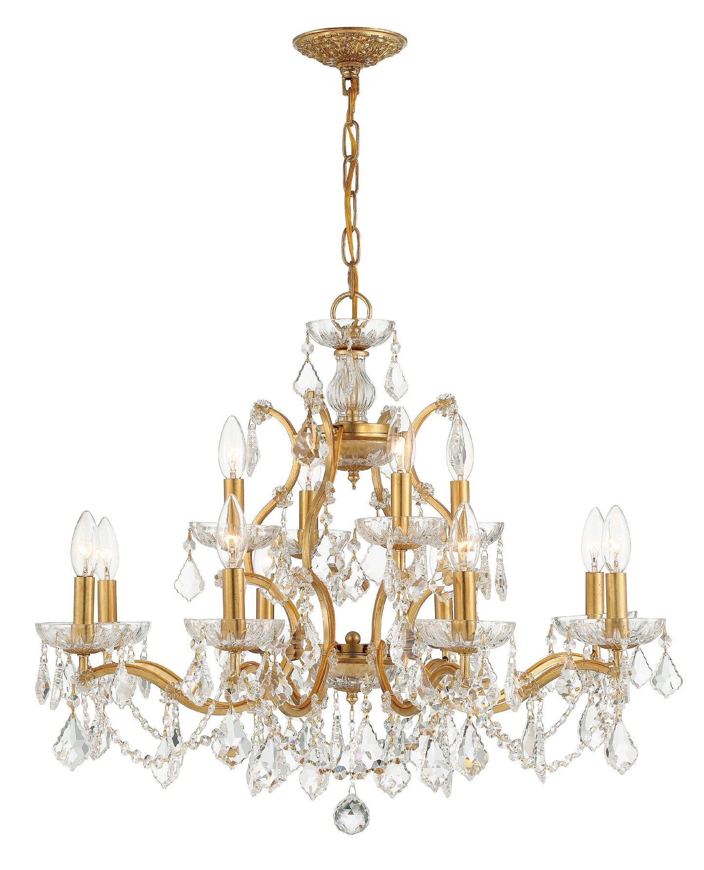 Filmore 12-Light Spectra Crystal Antique Gold ChandelierBy Crystorama Lighting