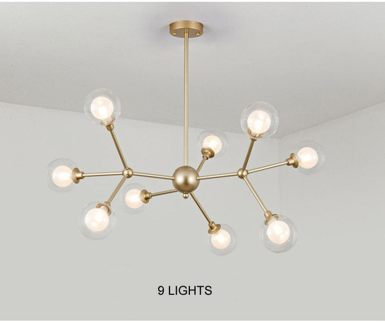 Cabiate | Glass Globe Shaped Chandelier for Bedroom, 9 Lights, Cool LightBy Miron Demid LLC