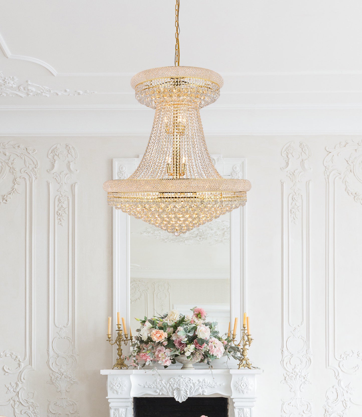 Elegant Lighting V1800G36S/RC Primo 28 Light 36"W Crystal Empire - ChromeBy Elegant Furniture & Lighting