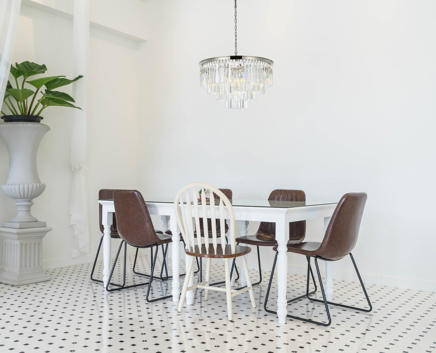 Elegant Lighting 1201D32/RC Sydney 17 Light 32"W Crystal - Matte BlackBy Elegant Furniture & Lighting