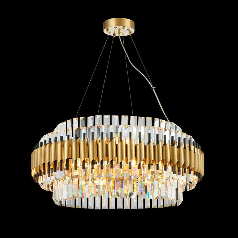Innichen | Luxury Crystal LED Chandelier of Stainless Steel for Living Room, Dia39.4xh13.7", Cool LightBy Miron Demid LLC