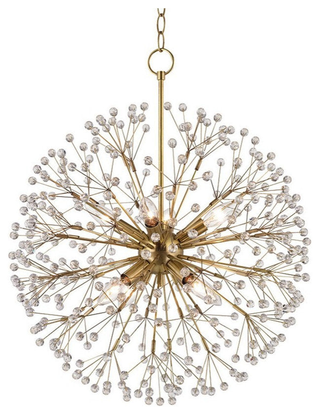 Mid Century Modern Eight Light Chandelier-Aged Brass Finish - ChandelierBy Bailey Street Home