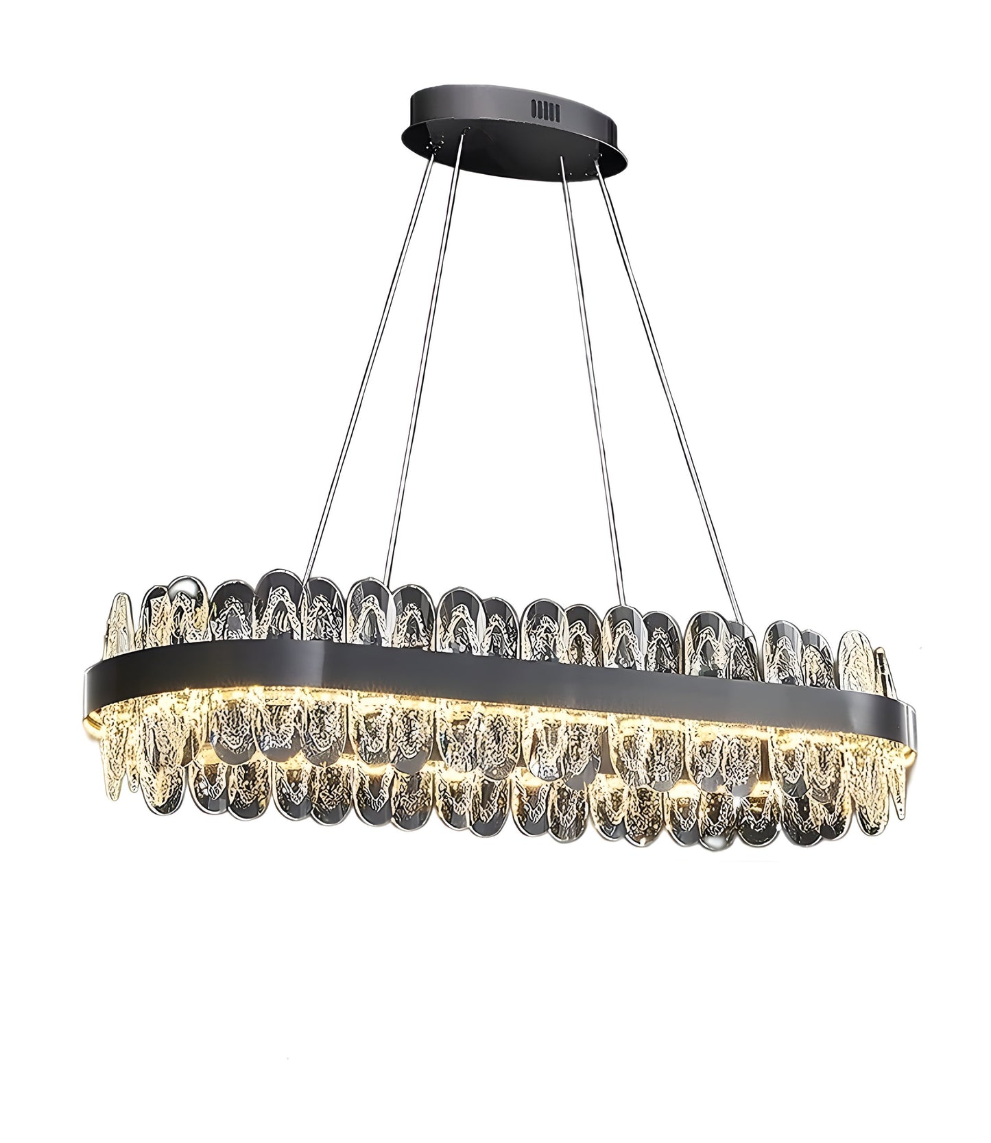 Agna | Creative Rectangle Hanging Crystal LED Chandelier for Living Room, Gold, Large - L47.2" / L120cm, Warm Light, Non-DimmableBy Miron Demid LLC