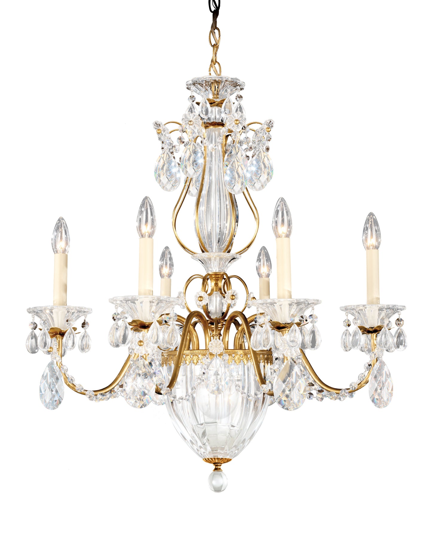 Bagatelle 7 Light Chandelier Heirloom Gold Clear Crystals SwarovskiBy Schonbek