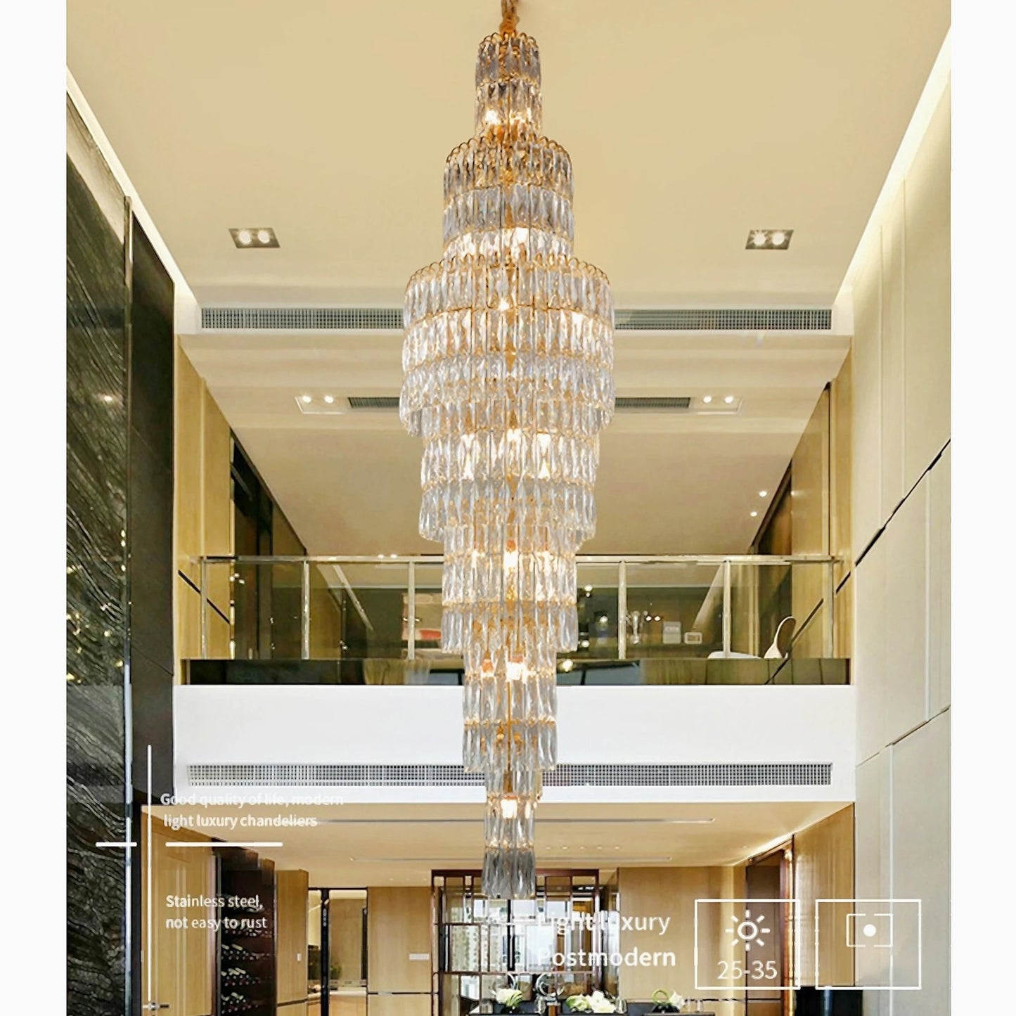 Pegli | New Luxury Long Crystal Chandelier for StairwayBy Miron Demid LLC