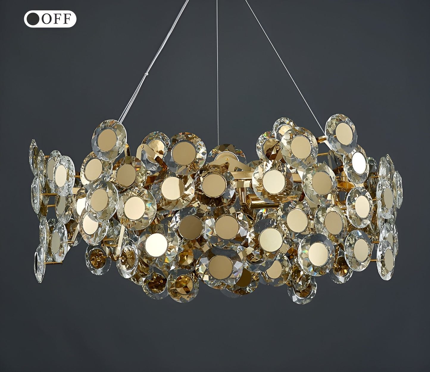Alfano | Gold Creative Luxury Design Crystal LED Chandelier, Dia31.5"By Miron Demid LLC