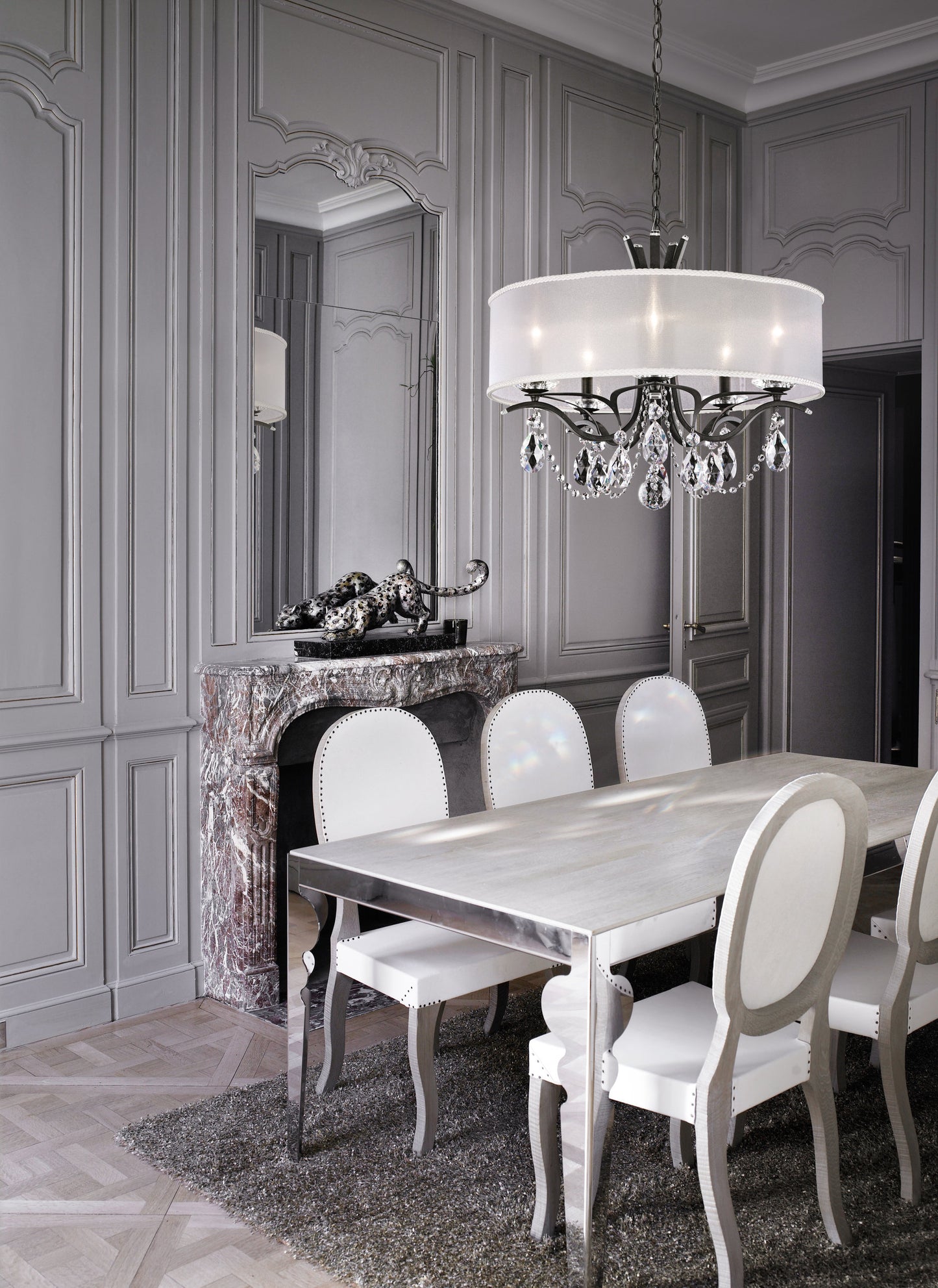 Schonbek Va8305N-59S3 5 Light Crystal Chandelier, Ferro BlackBy Schonbek