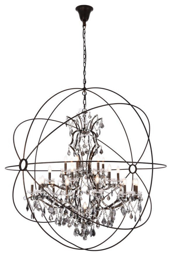 Elegant Lighting 1130G60-SS/RC Geneva 25 Light 60"W Crystal - Polished NickelBy Elegant Furniture & Lighting