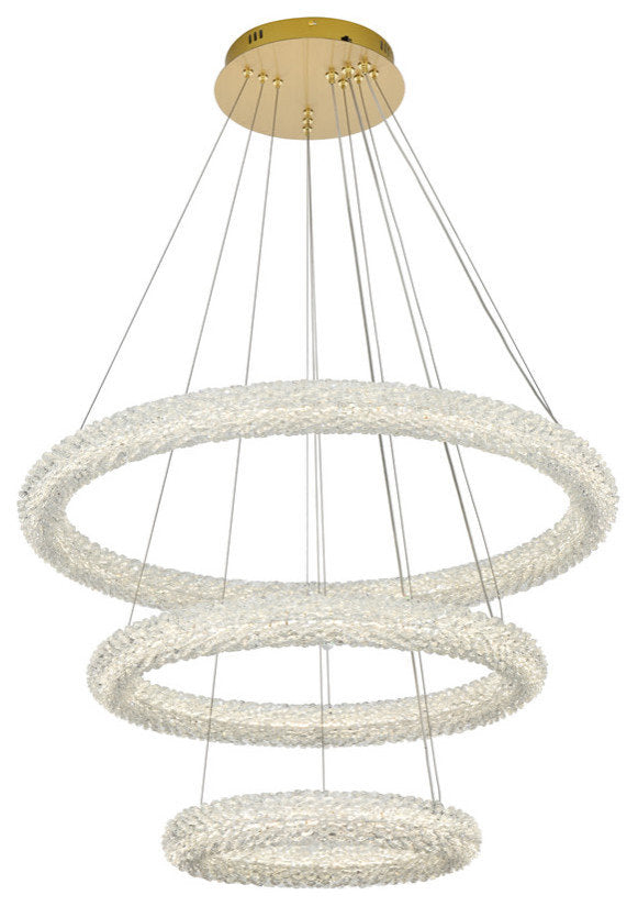 Elegant Lighting 3800G3L Bowen 32"W LED Crystal Ring Chandelier - - ChromeBy Elegant Furniture & Lighting