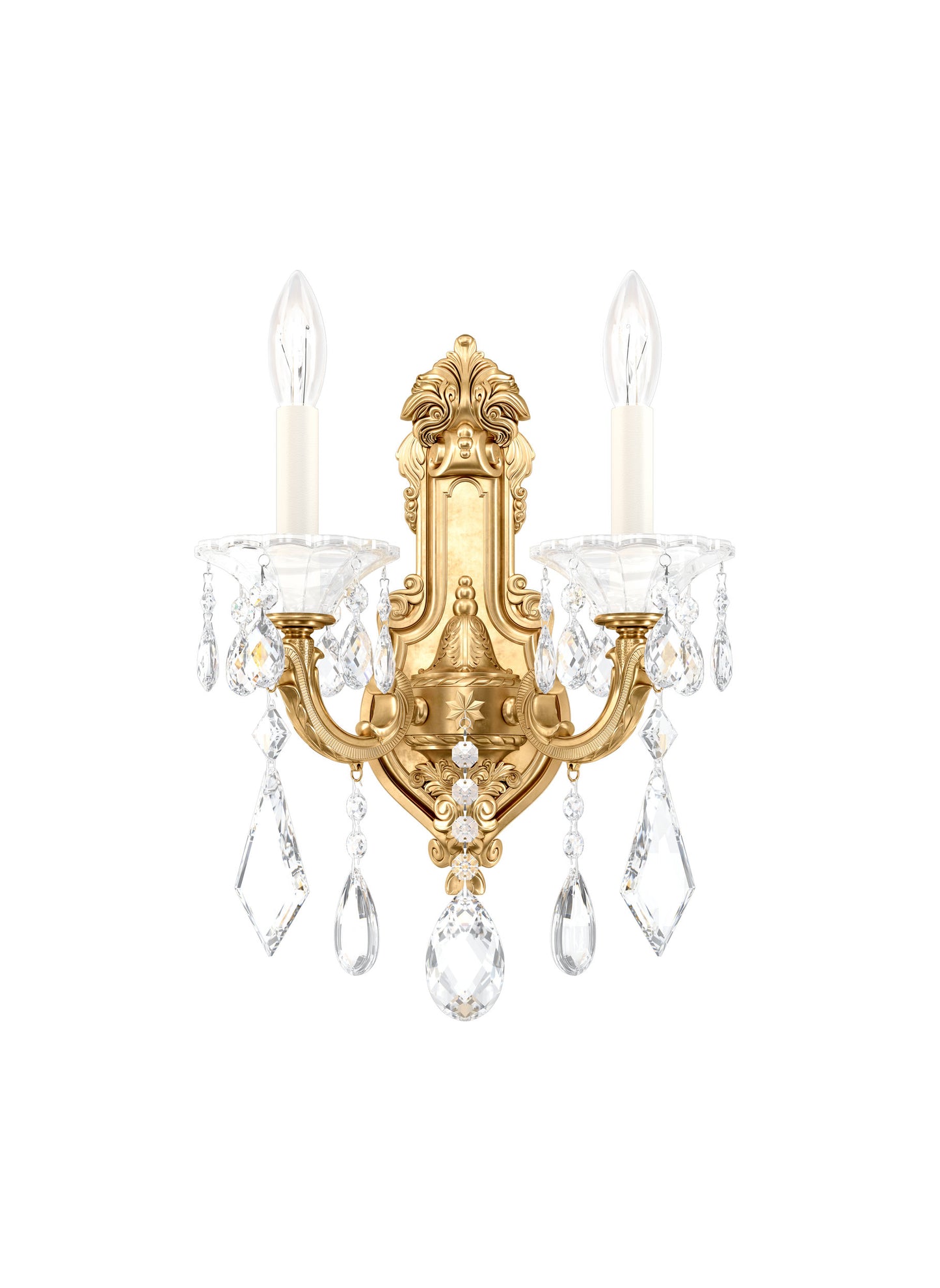 Schonbek 5070-22S, 2 Light Crystal Sconce In Heirloom GoldBy Schonbek