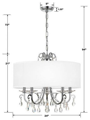 Othello 5 Light Chandelier in Classic Style, 24"Wx21"HBy Crystorama Lighting