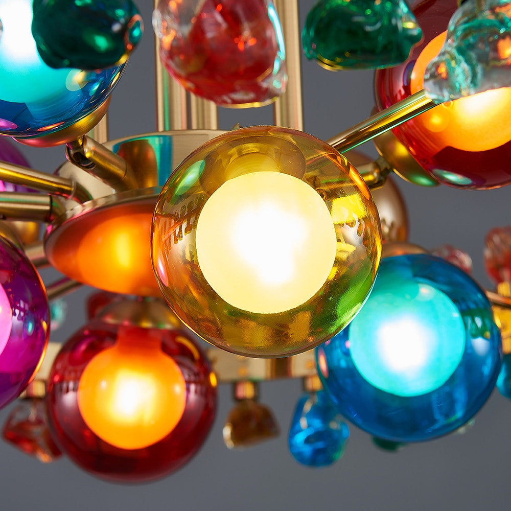 Kloten | Modern Drum Colorful Crystal Chandelier for Living Room, Colorful Crystal, 8 Bulbs - Dia23.6"By Miron Demid LLC