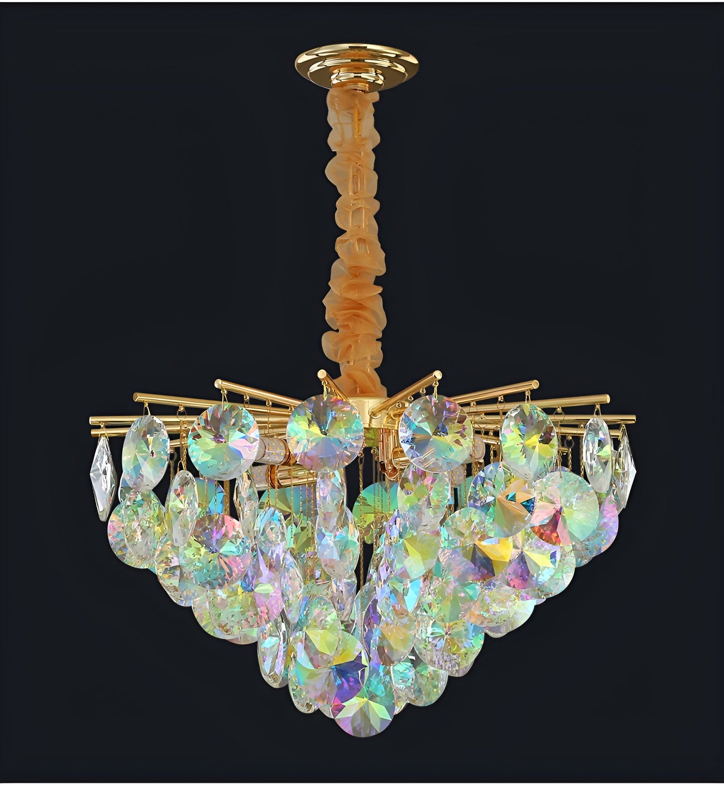 Bonifacio | Colorful Iridescent Crystal Chandelier, 31.5''By Miron Demid LLC