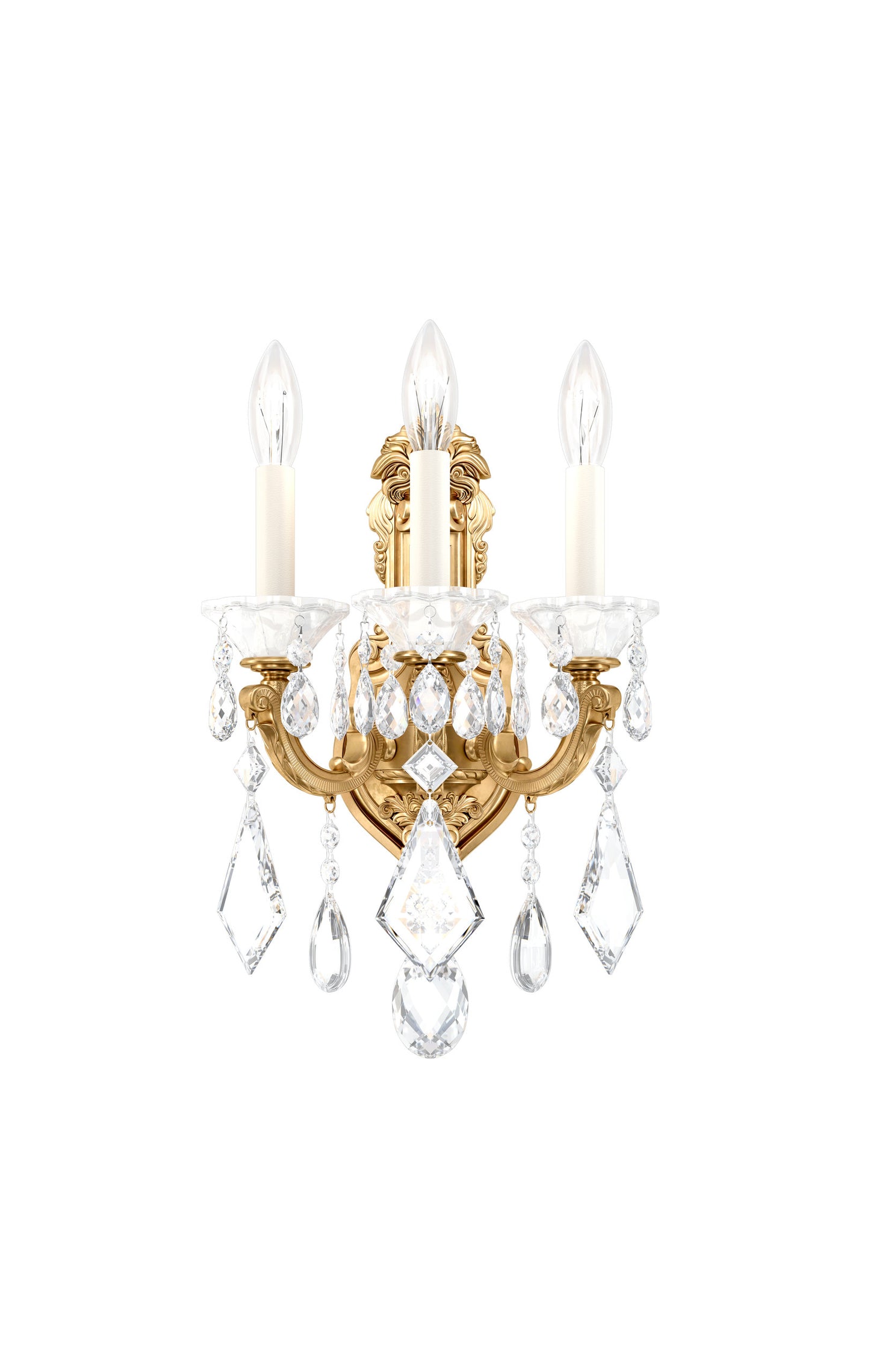 Schonbek 5071-22S, 3 Light Crystal Sconce In Heirloom GoldBy Schonbek
