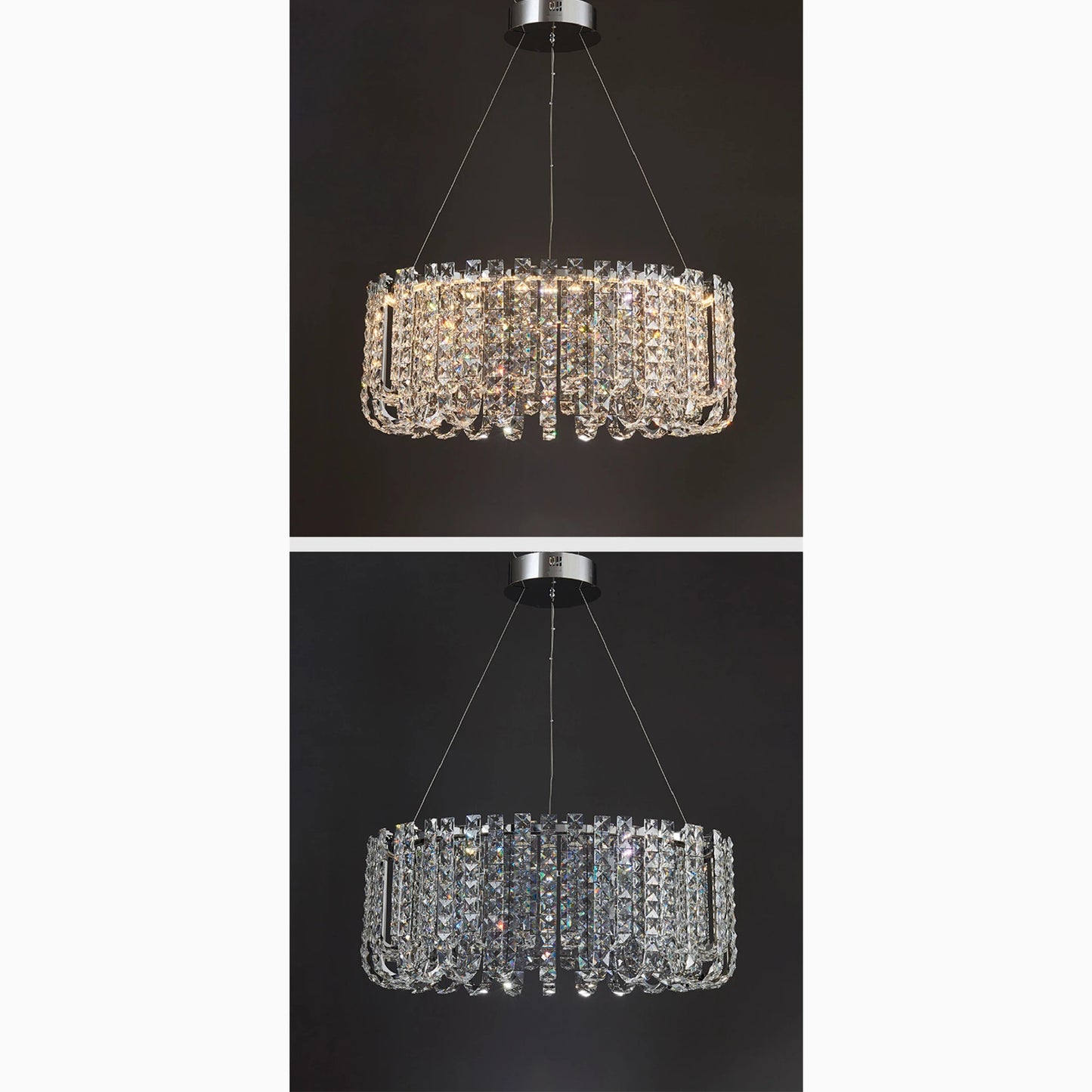 Cagnano Amiterno | Posh Large LED Crystal Pendant Chandelier, 1 Layer Medium2 -Dia31.5", Cool LightBy Miron Demid LLC