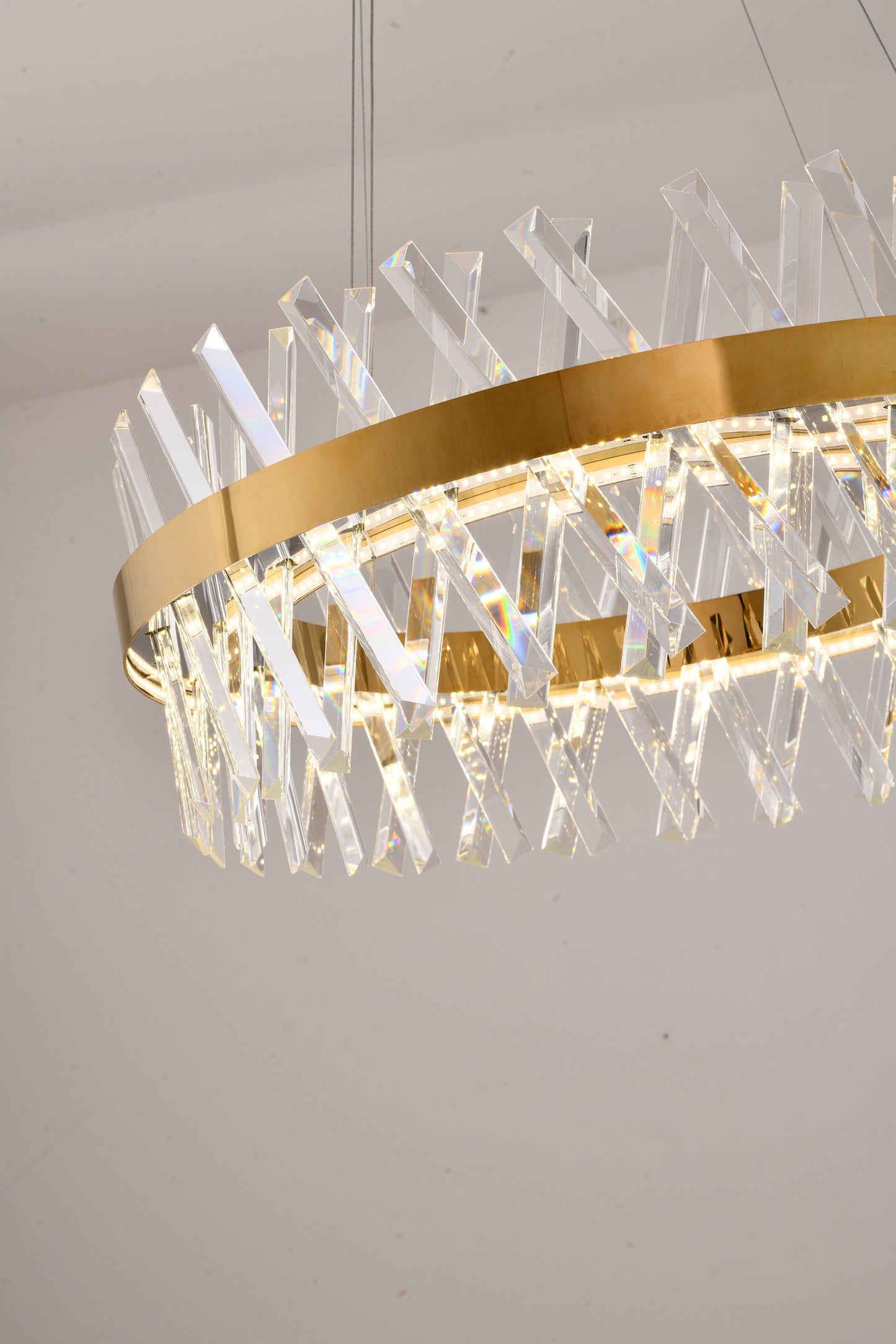 26" Dimmable Gold LED Chandelier With Clear CrystalsBy Design Living