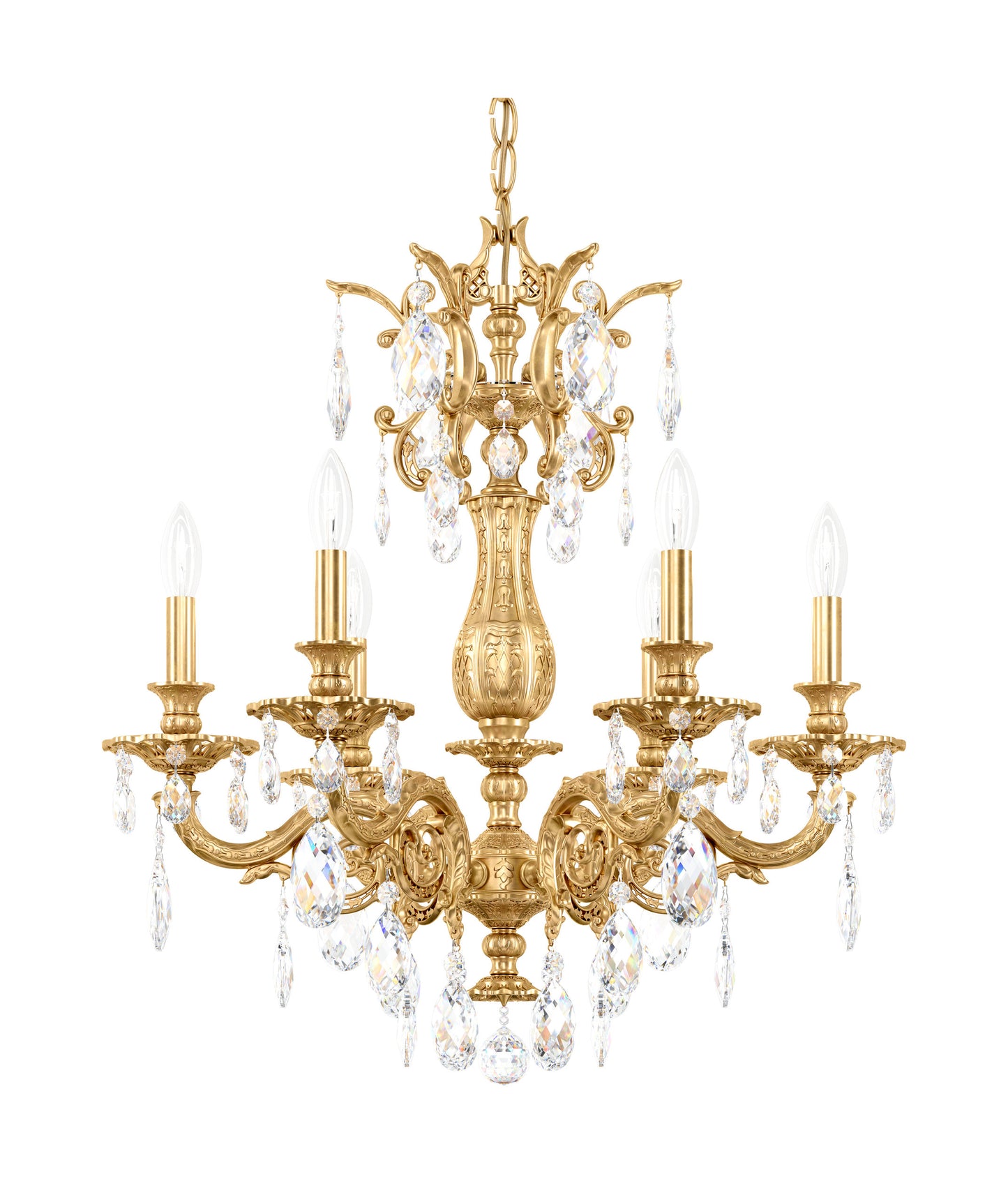 Milano 6 Light Chandelier Heirloom Gold Clear Optic CrystalBy Schonbek