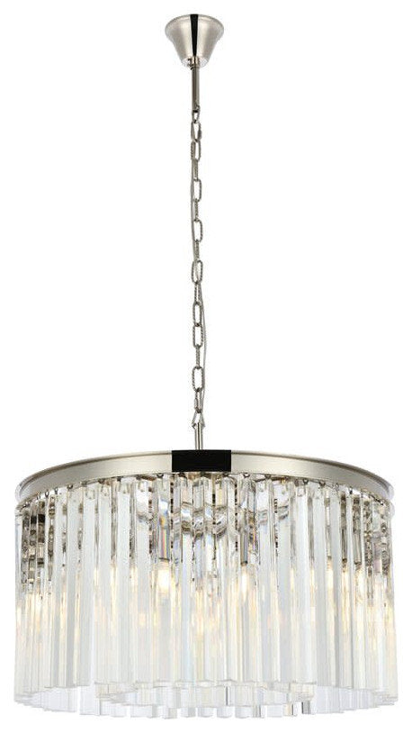 Elegant Lighting 1208D26/RC Sydney 8 Light 26"W Crystal Drum - Polished NickelBy Elegant Furniture & Lighting