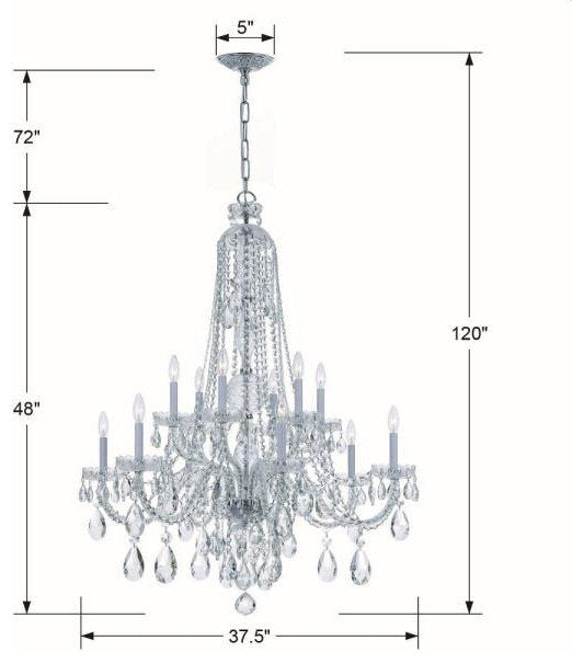 Crystal 6-Light Chandelier in Classic Style, 37.5"Wx48"HBy Crystorama Lighting