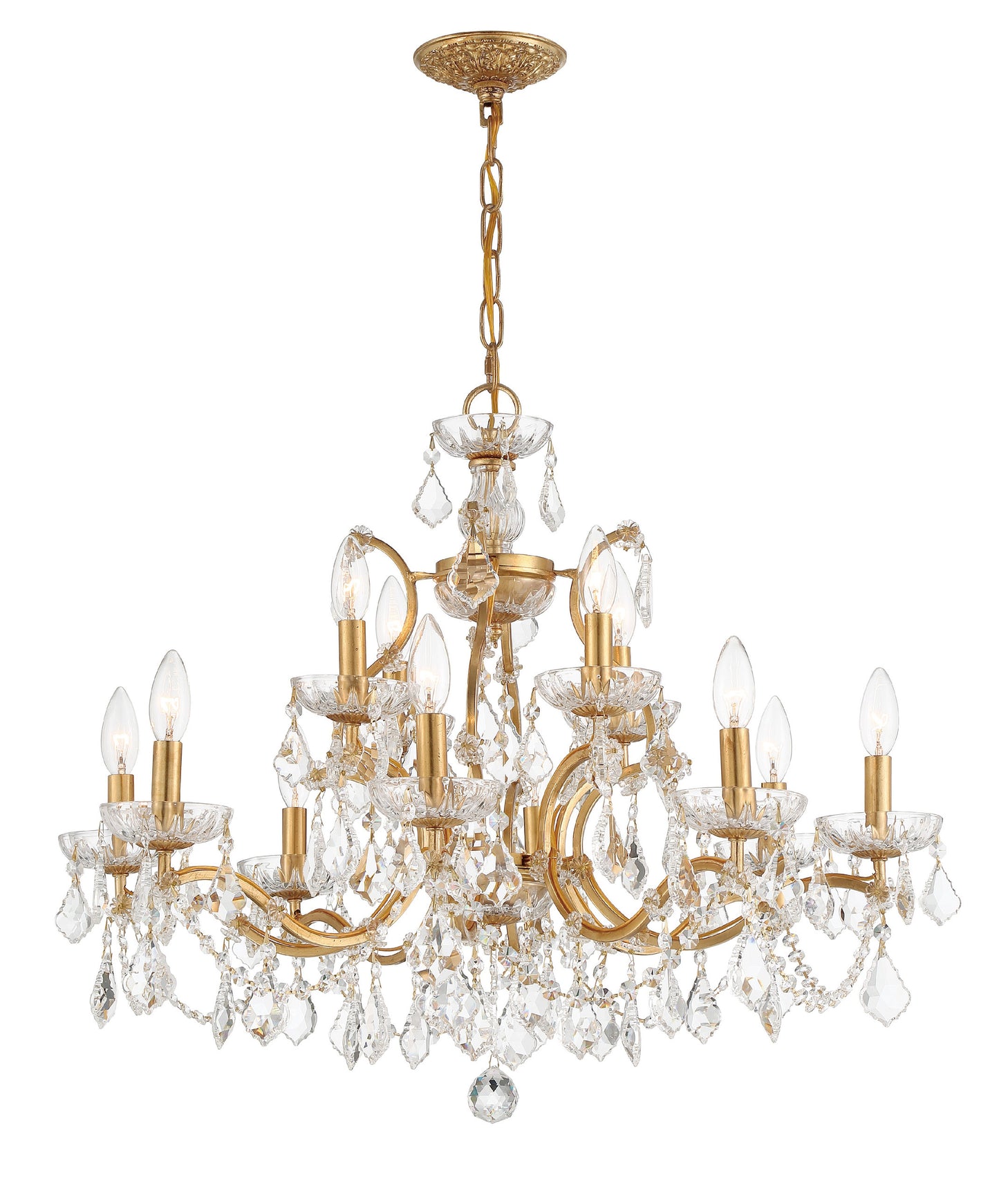 Filmore 12-Light Spectra Crystal Antique Gold ChandelierBy Crystorama Lighting