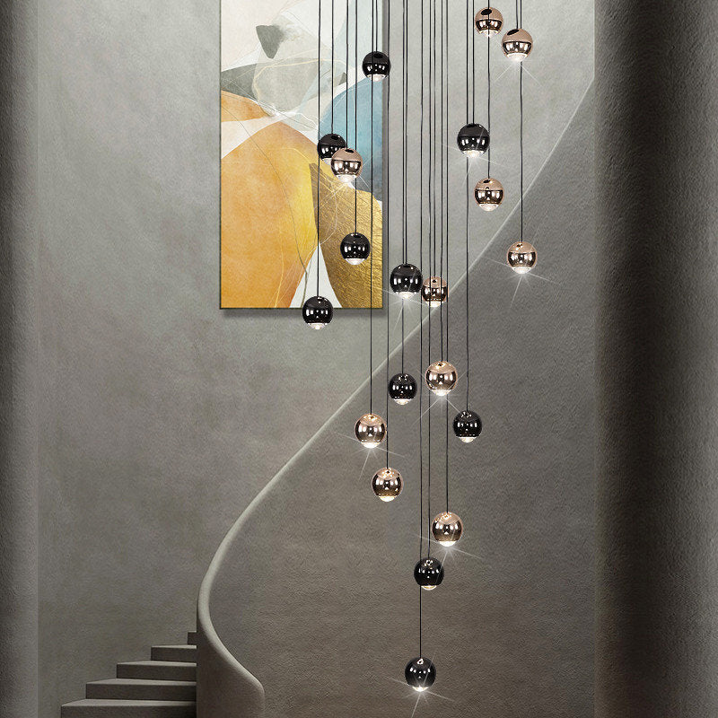 MIRODEMI? Laigueglia | Crystal LED Chandelier with Hanging Balls, Black + Gold, 24 Lights, Cool Light, DimmableBy Miron Demid LLC