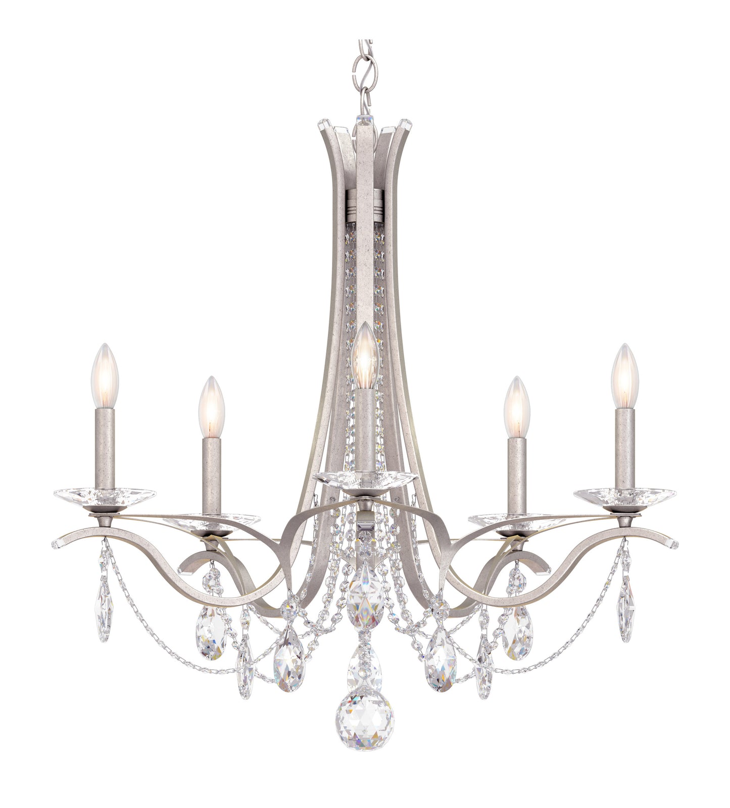 Schonbek Va8335N-48S 5 Light Crystal Chandelier, Antique SilverBy Schonbek