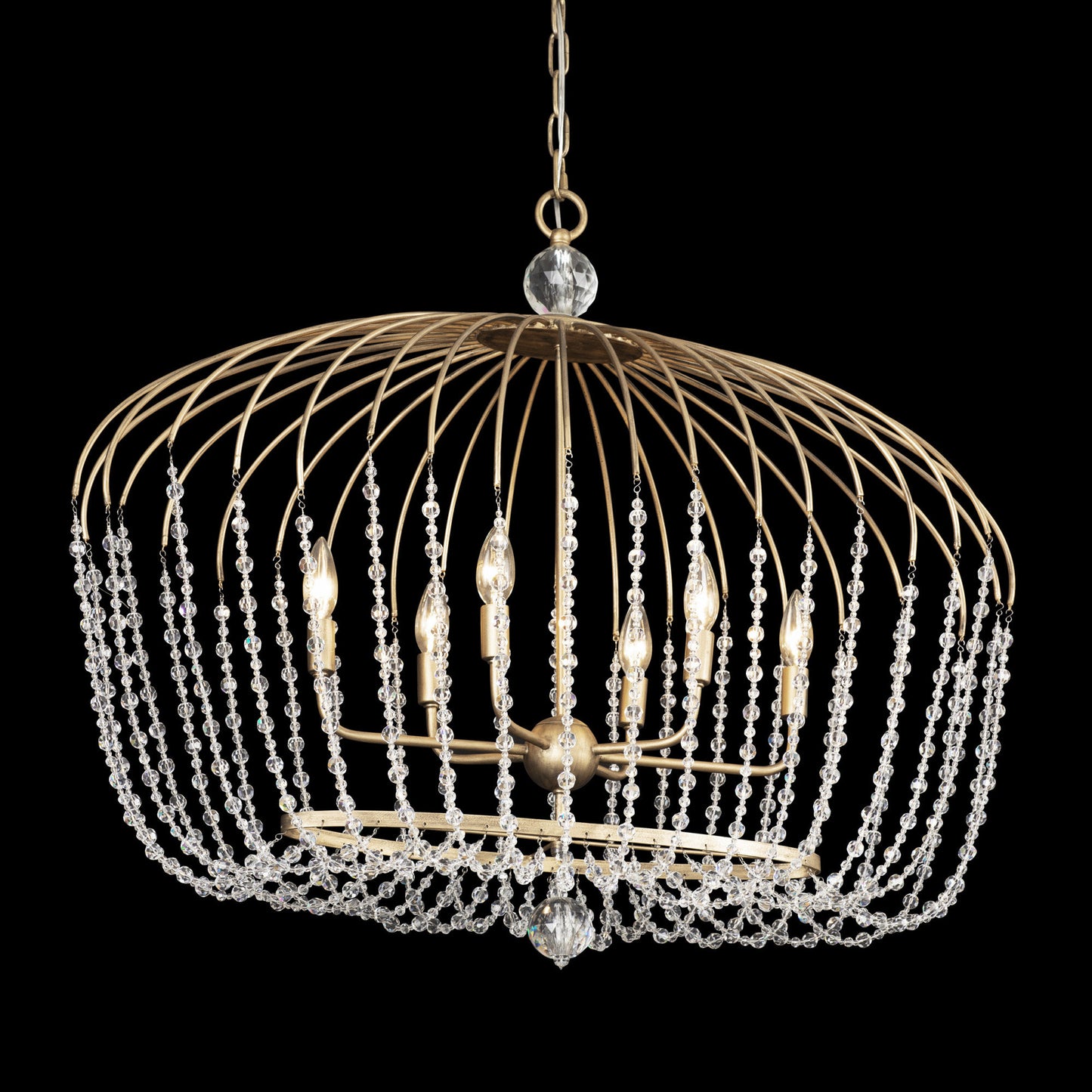 Varaluz 343N06 Voliere 6 Light 36"W Beaded Chandelier - Matte BlackBy Varaluz
