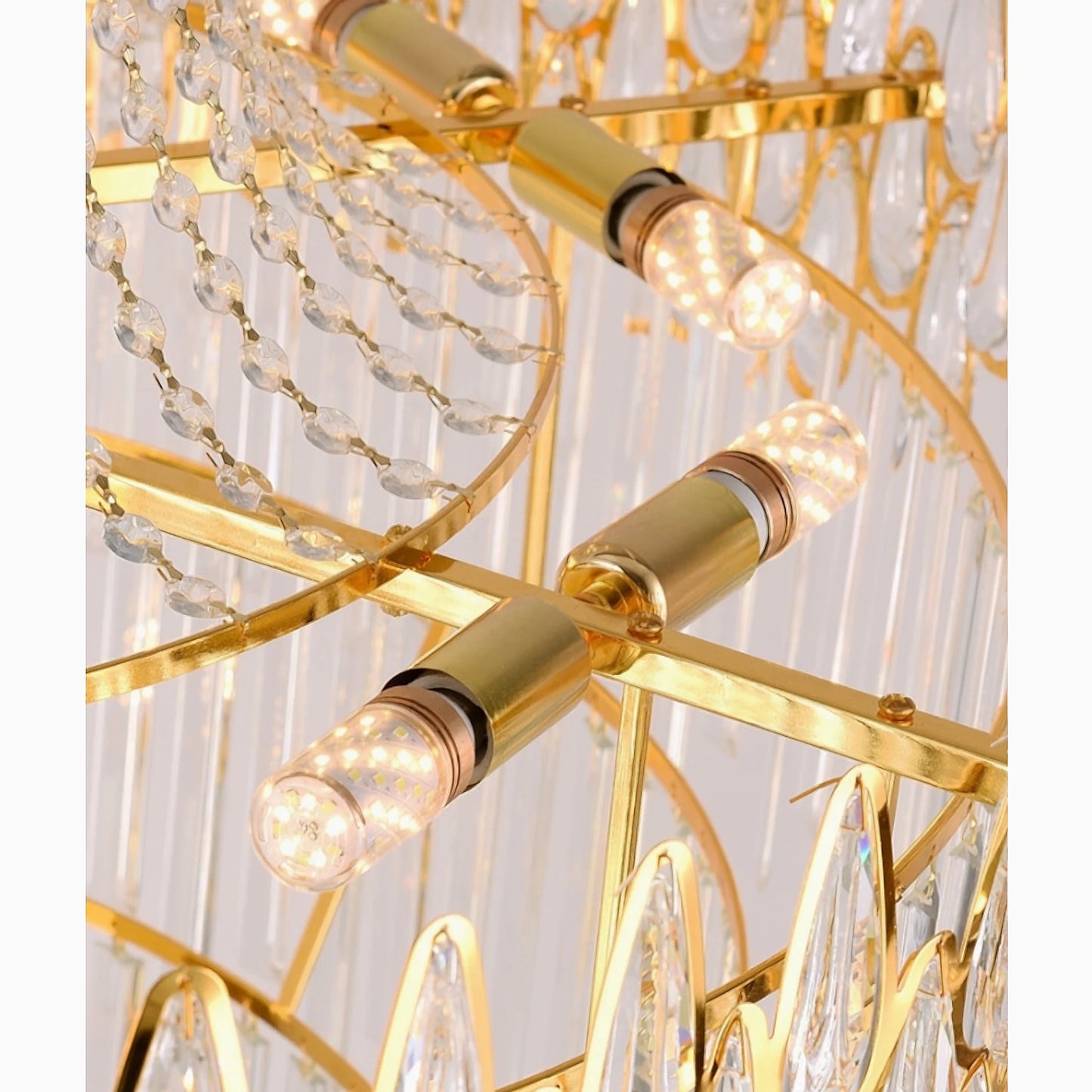 La Bollene-Vesubie | Hanging Posh Gold Crystal Chandelier, Medium - Dia80xh120cm / Dia31.5xh47.2"By Miron Demid LLC