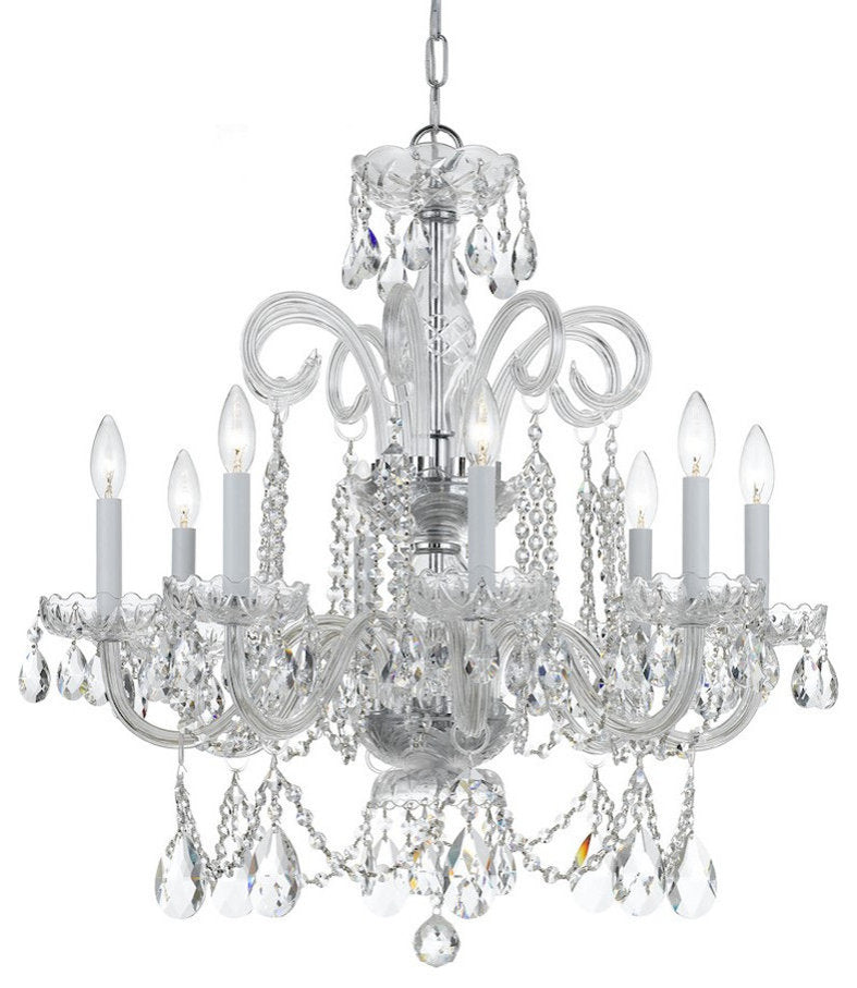 Crystorama 8-Light Swarovski Strass Crystal Chrome Chandelier, Polished ChromeBy Crystorama Lighting