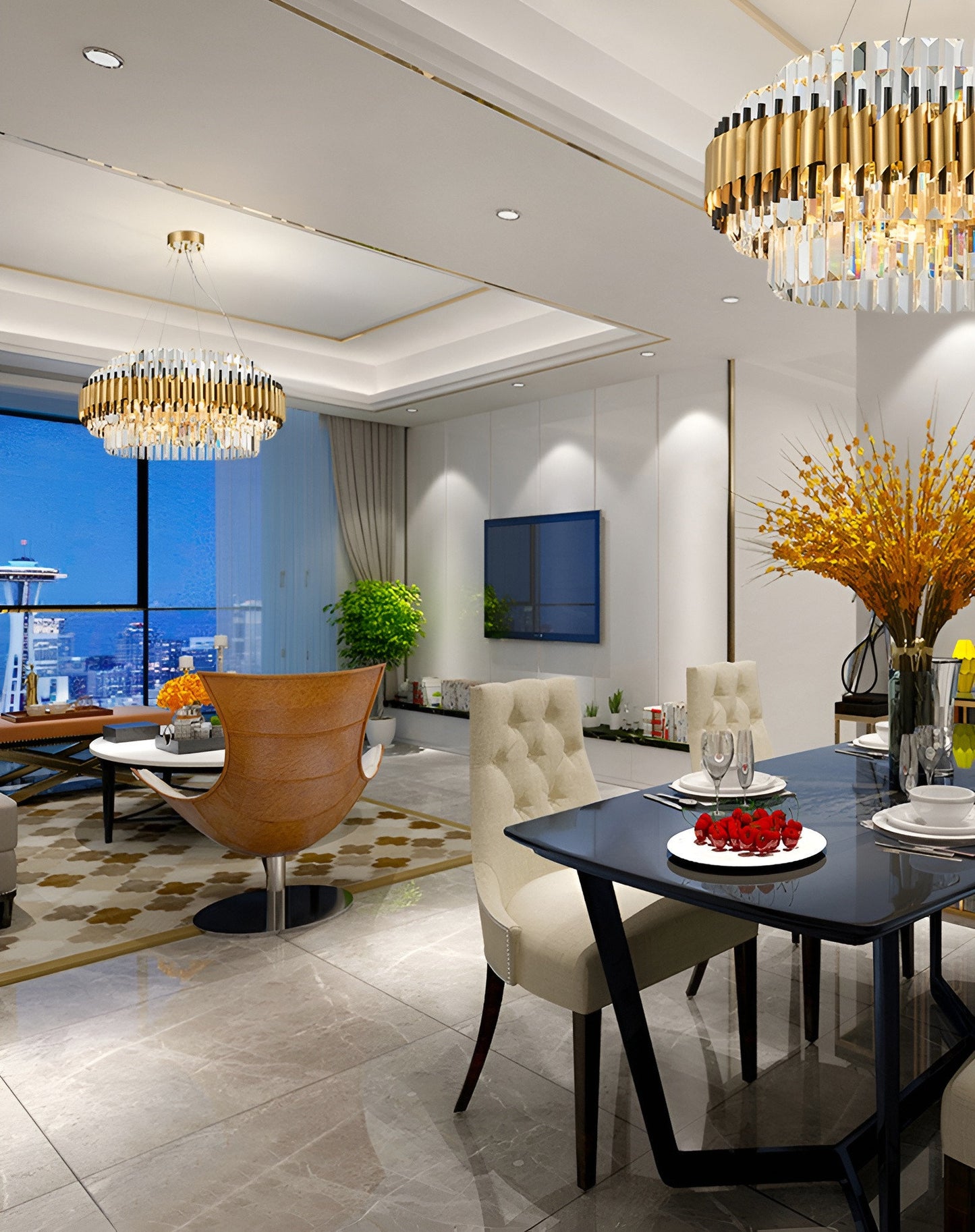 Innichen | Luxury Crystal LED Chandelier of Stainless Steel for Living Room, Dia31.4xh13.7", Cool LightBy Miron Demid LLC