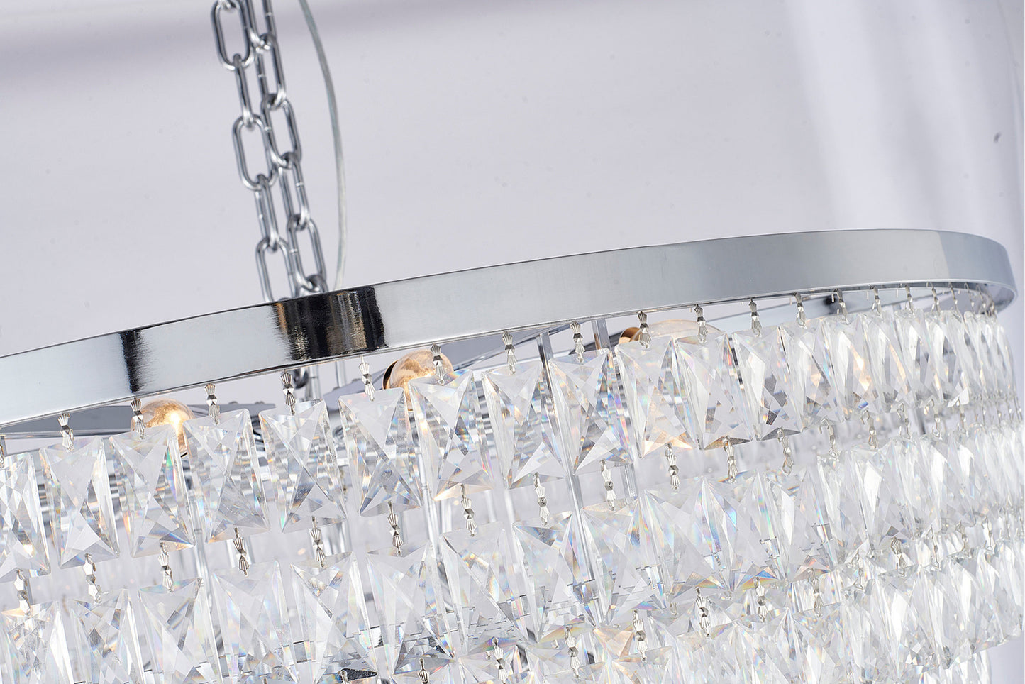 32" Chrome Metal 7-Tier Chandelier With Clear CrystalsBy Design Living