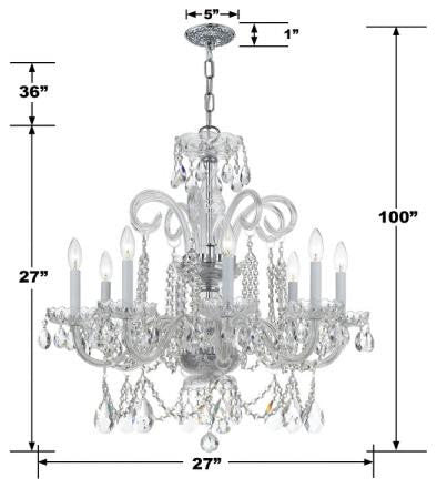 Crystal 8-Light Chandelier in Classic Style, 27"Wx27"HBy Crystorama Lighting