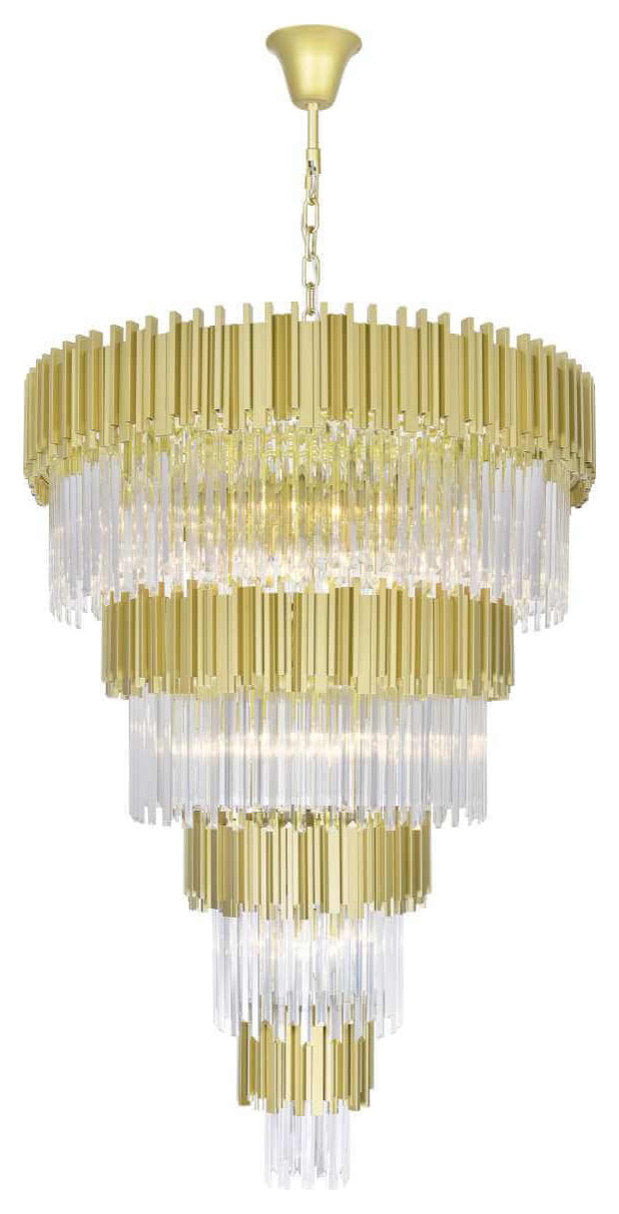 34 Light 40" Down Chandelier, Medallion Gold With Clear CrystalBy Crystallo Lighting