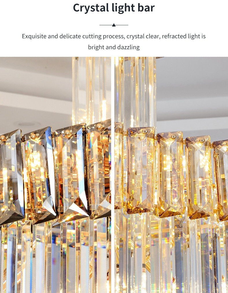 Beuil | High-end Villa Staircase Square Crystal Chandelier, Smoke Gray, H118.1"By Miron Demid LLC
