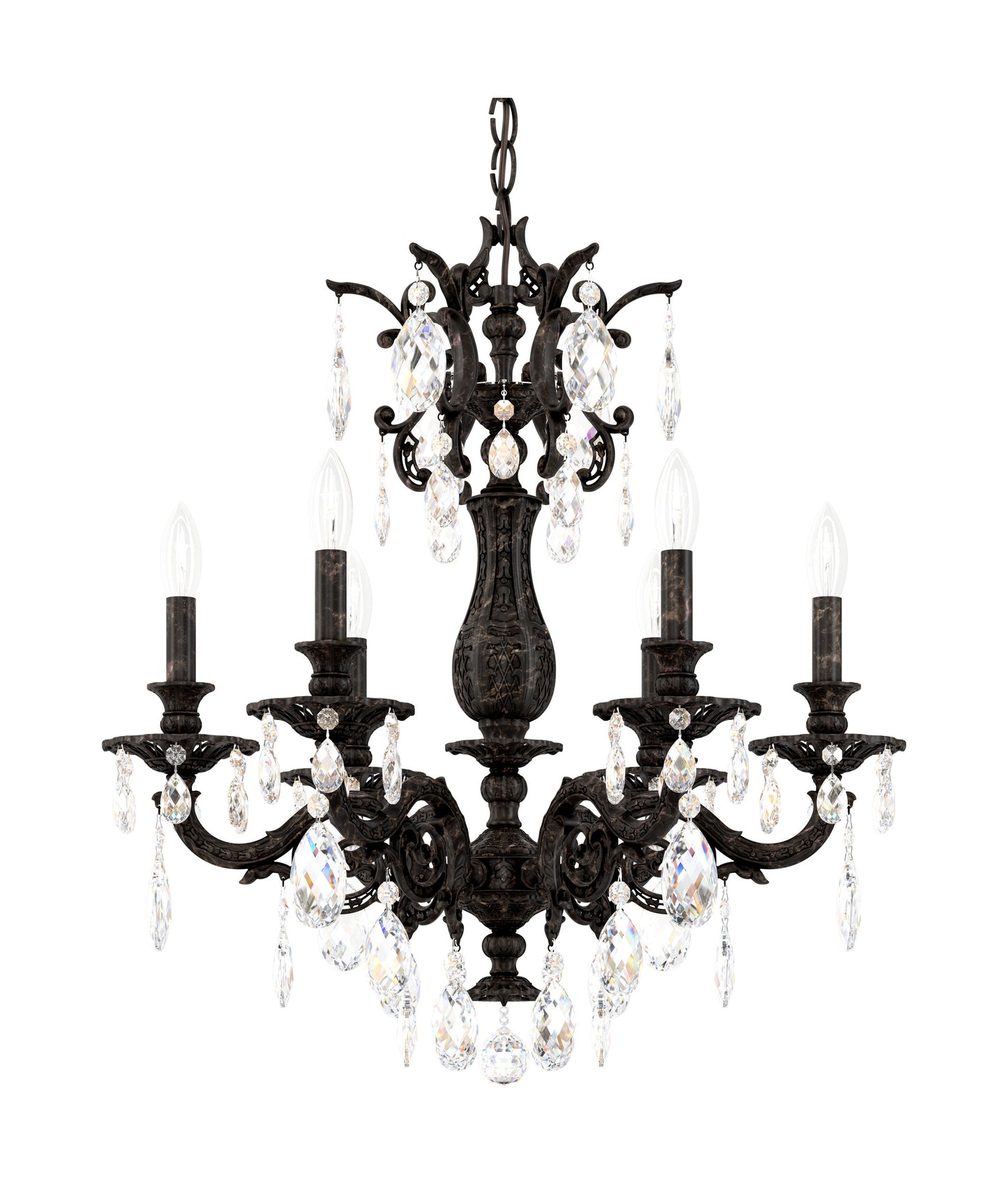 Schonbek 5676-76O 6 Light Crystal Chandelier, Heirloom BronzeBy Schonbek