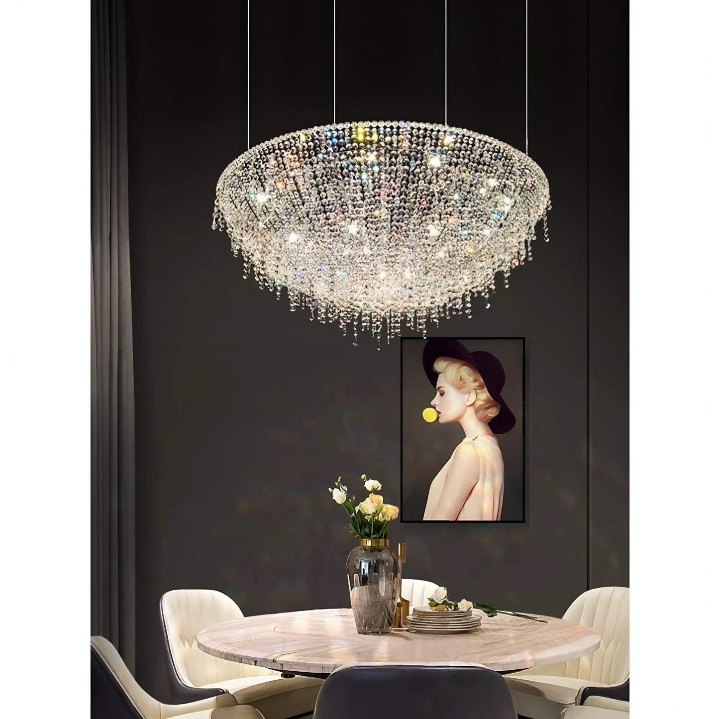 Bendejun | Luxury Brilliant Drops Crystal Chandelier, Dia23.6xh11.8", Warm LightBy Miron Demid LLC