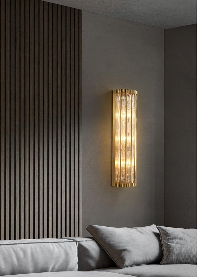 Luxury Golden Crystal Wall Lamp, L7.1xw4.7xh23.6", Warm LightBy Miron Demid LLC
