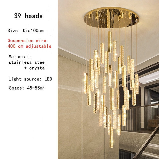 Santa Margherita Ligure | Creative Gold LED Crystal Chandelier, 39 Lights, Warm LightBy Miron Demid LLC