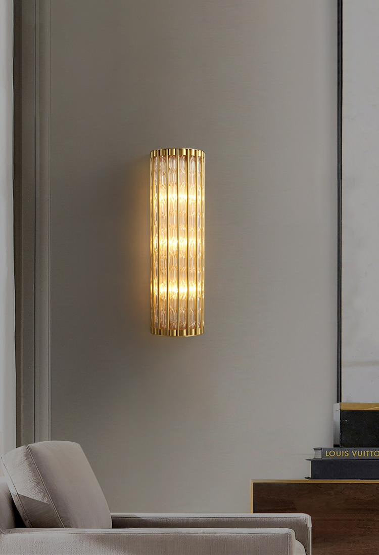 Luxury Golden Crystal Wall Lamp, L7.1xw4.7xh23.6", Warm LightBy Miron Demid LLC