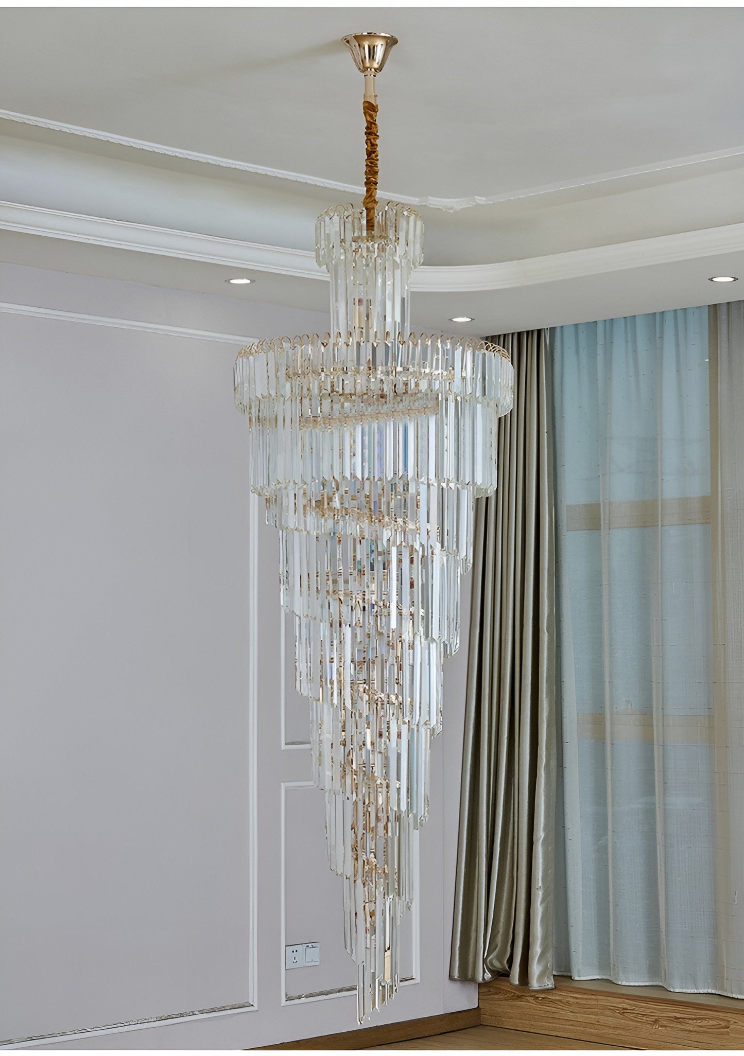 Cap d'Ail | Gorgeous Big Stairway Crystal Ceiling Chandelier, 15.8*47.2''By Miron Demid LLC