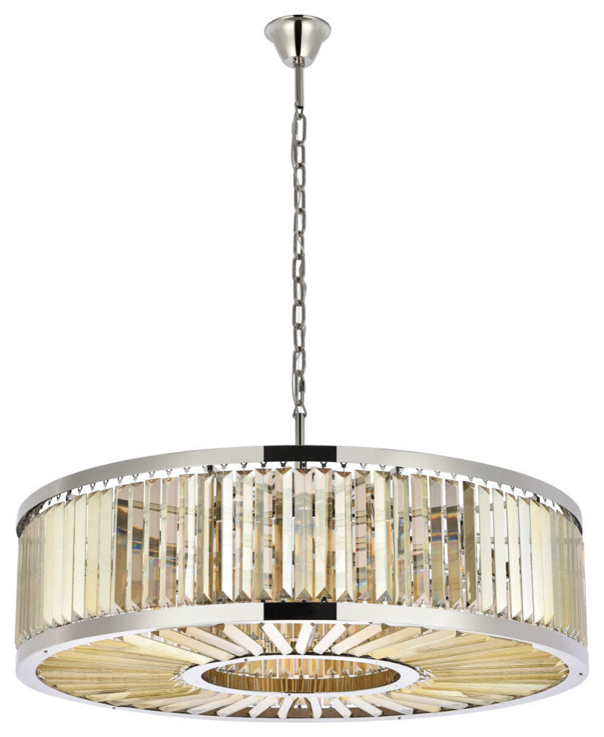 Elegant Lighting 1233G43-GT/RC Chelsea 10 Light 44"W Crystal Drum - Matte BlackBy Elegant Furniture & Lighting