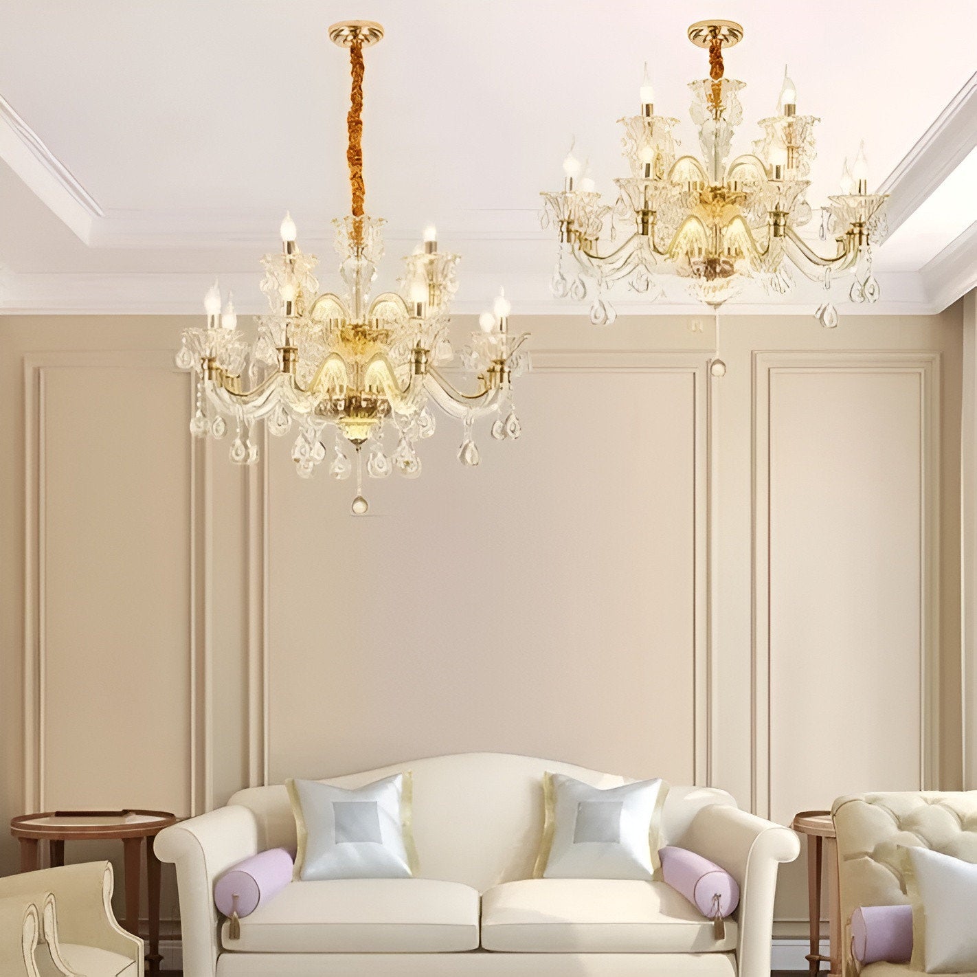 Zenevredo | European-Style Retro Crystal Candle Shape Chandelier, Amber, 15 HeadsBy Miron Demid LLC