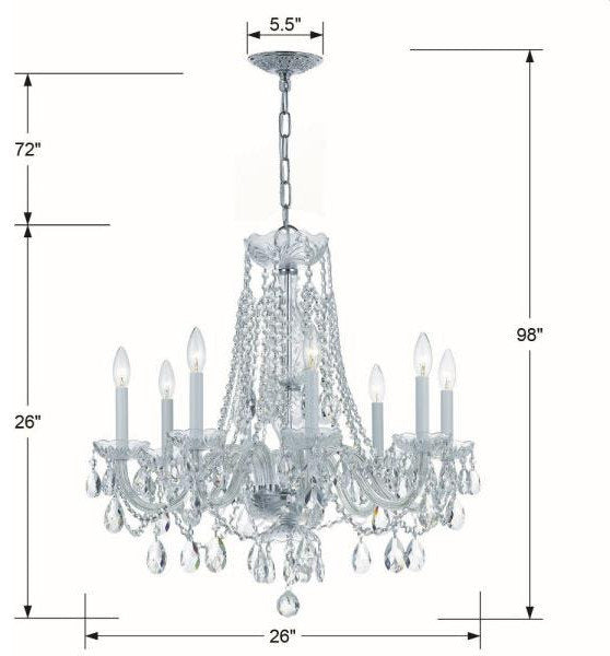 Crystal 8-Light Chandelier in Classic Style, 26"Wx26"HBy Crystorama Lighting