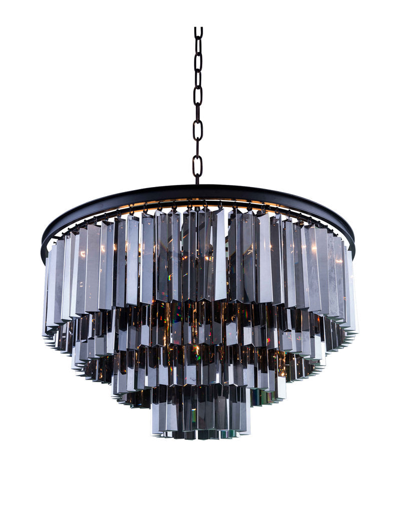 Sydney 17 Light Pendant in Matte Black with Silver Shade Royal Cut CrystalBy Urban Classic