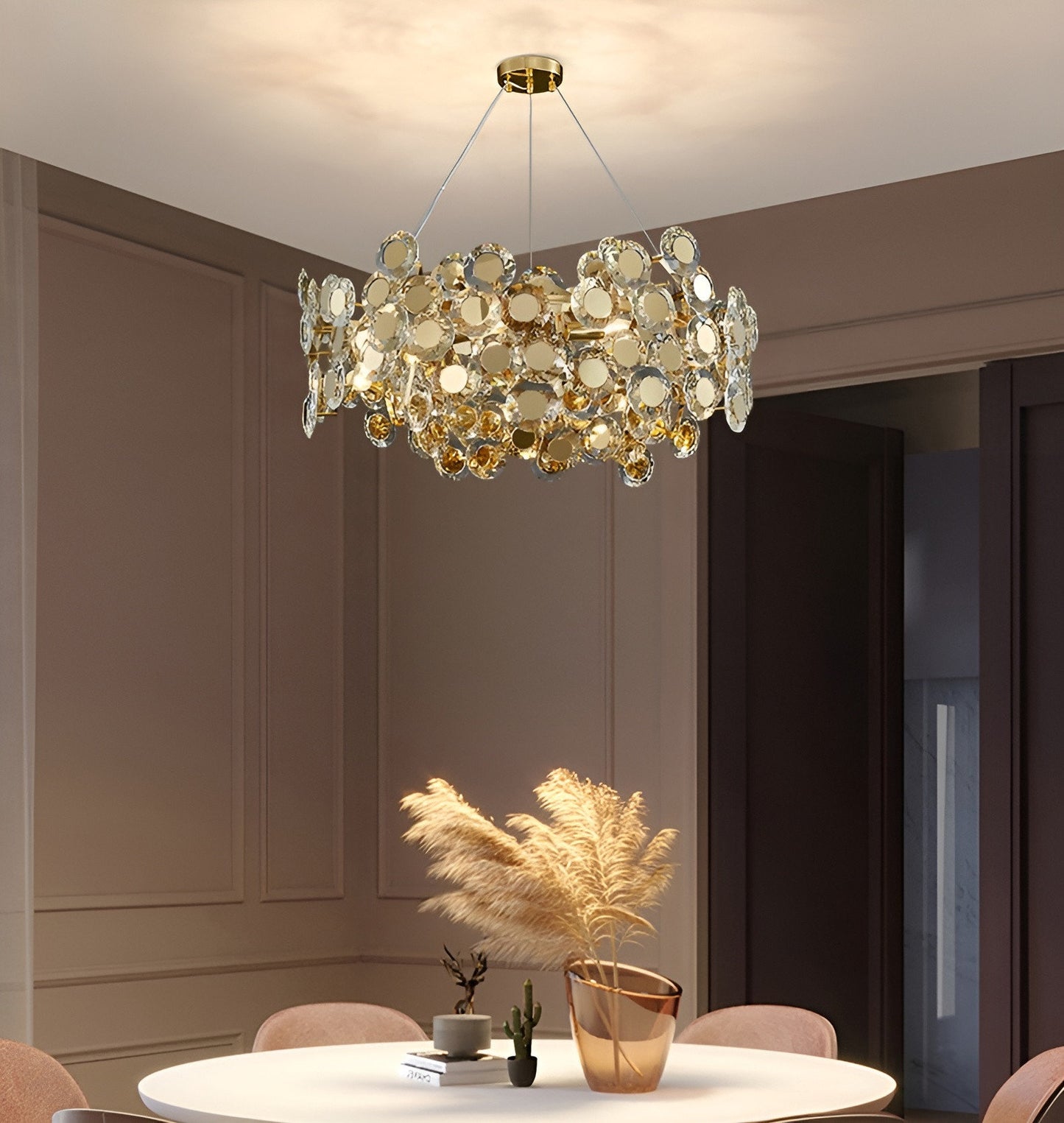 Alfano | Gold Creative Luxury Design Crystal LED Chandelier, Dia31.5"By Miron Demid LLC