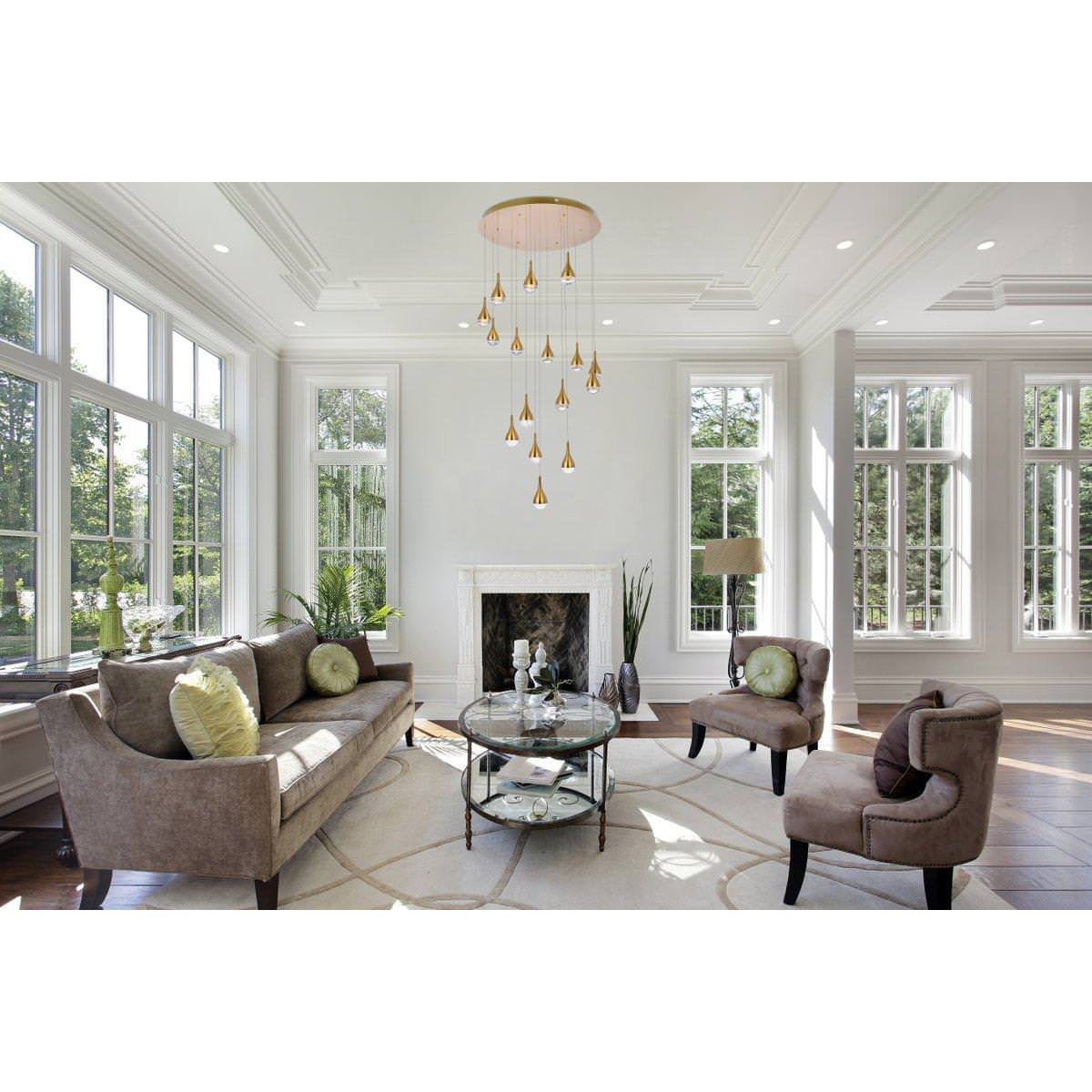 Amherst 16 Light Chandelier, Satin GoldBy Elegant Furniture & Lighting